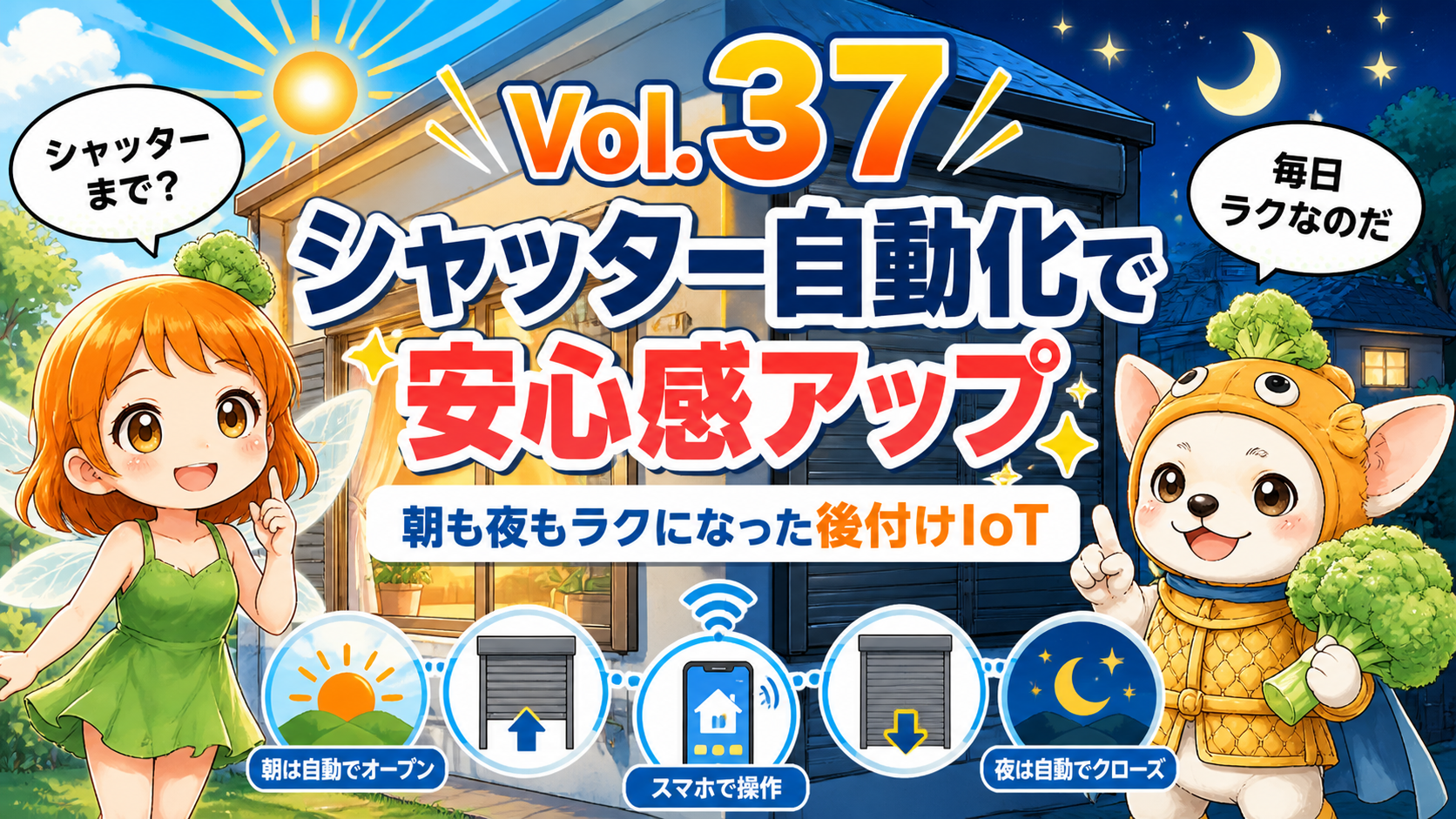 Vol.37 シャッター自動化で安心感アップ。朝も夜もラクになった後付けIoTのアイキャッチ