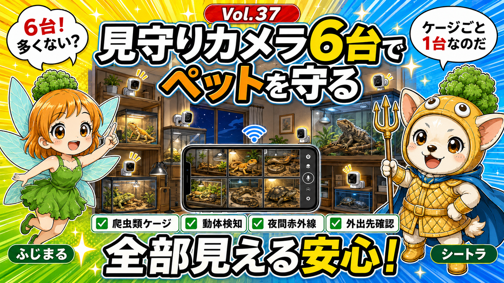 Vol.37 家中にTapo見守りカメラを6台|爬虫類ケージごと1台で外出先から全部見える安心