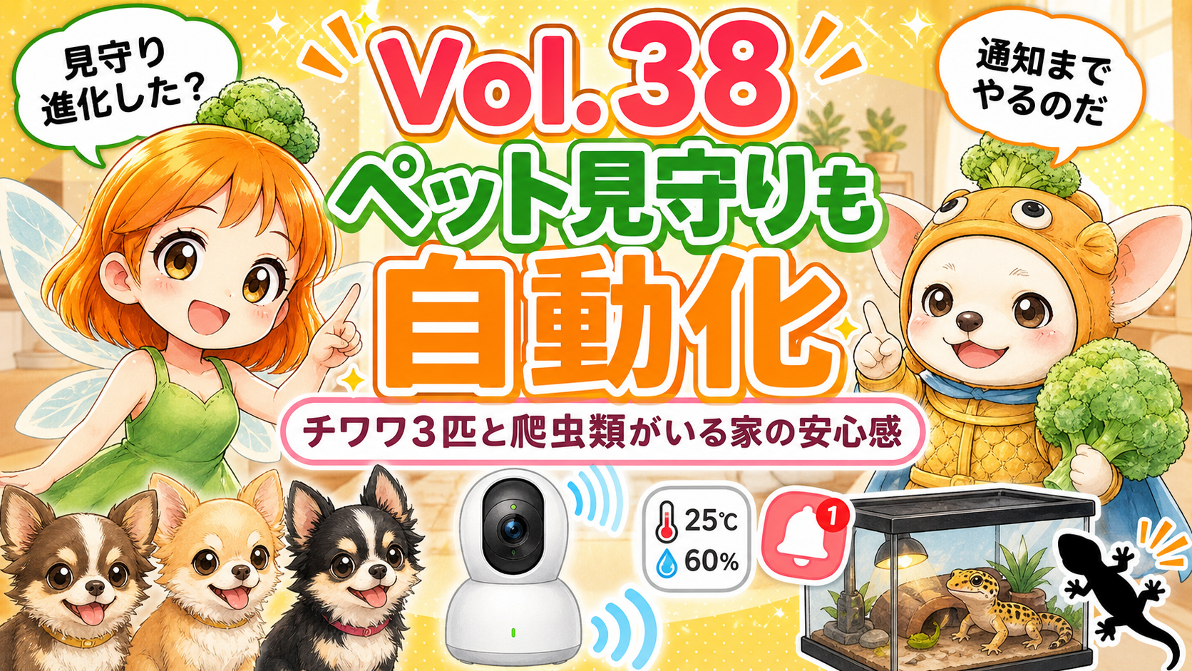 Vol.38 ペット見守りも自動化。チワワ3匹と爬虫類がいる家の安心感のアイキャッチ