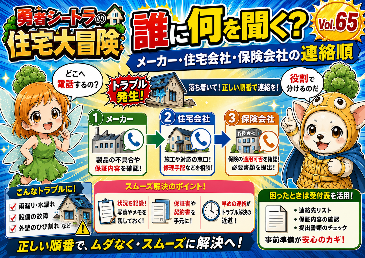 Vol.65 トラブル時に連絡先を分ける3つの質問を整理した説明用イメージ