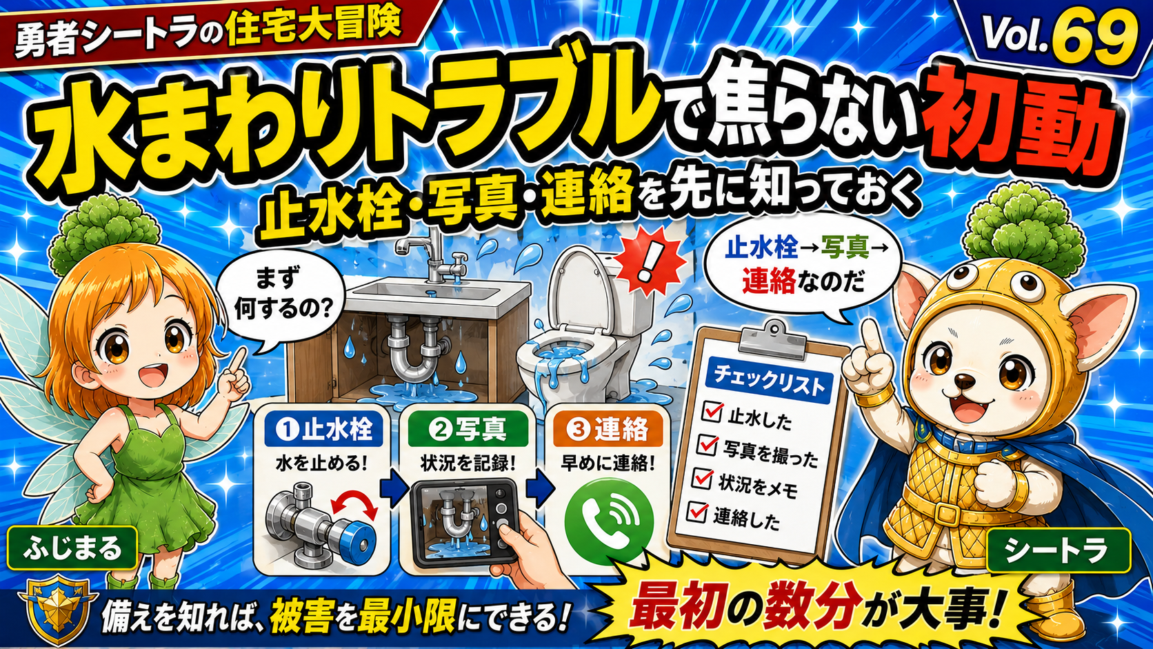 Vol.69 水まわりトラブルで最初に確認する3つを整理した説明用イメージ